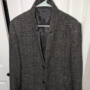 Men's Express Houndstooth Grey/Black Overcoat